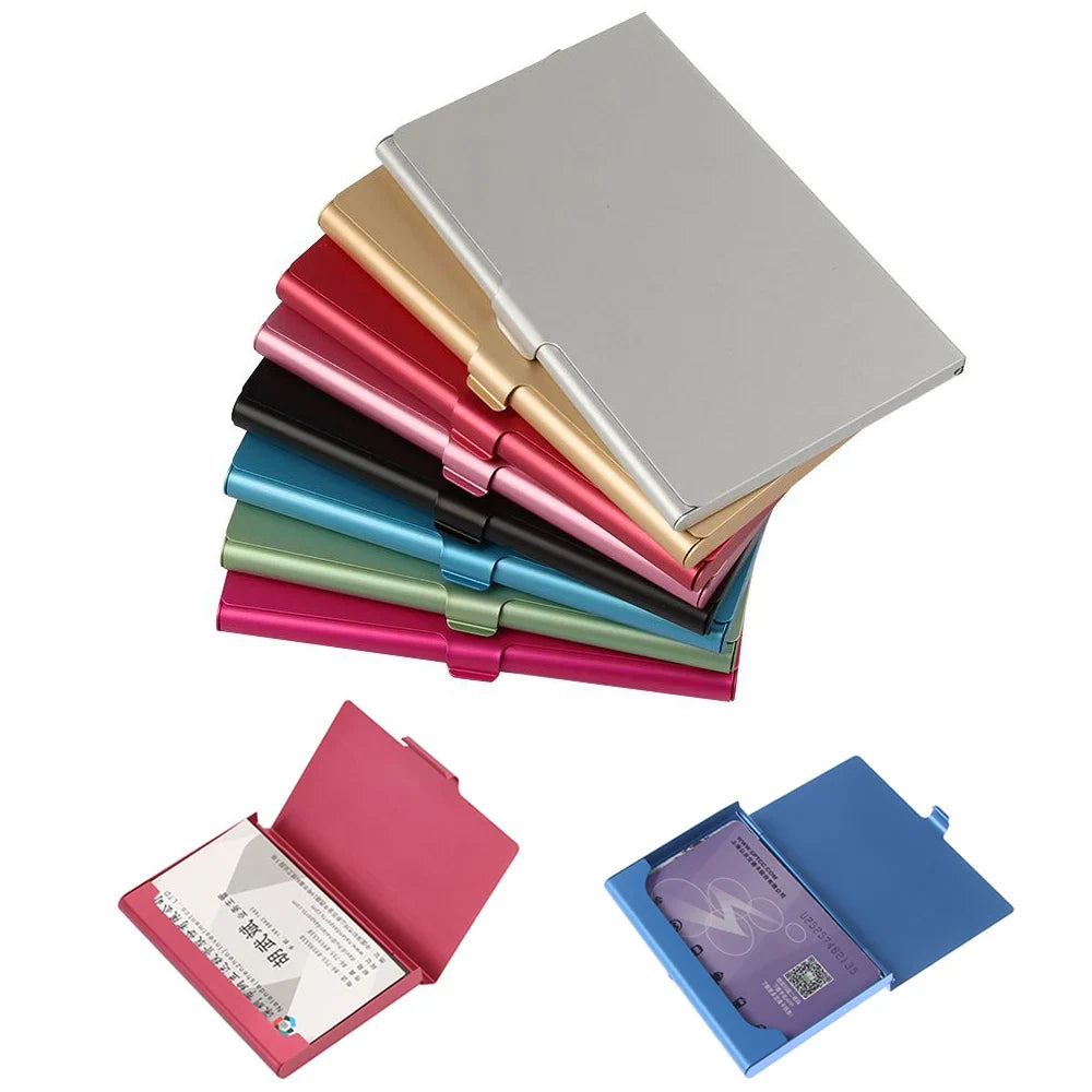 Ultra-thin aluminum card holder for business and bank cards