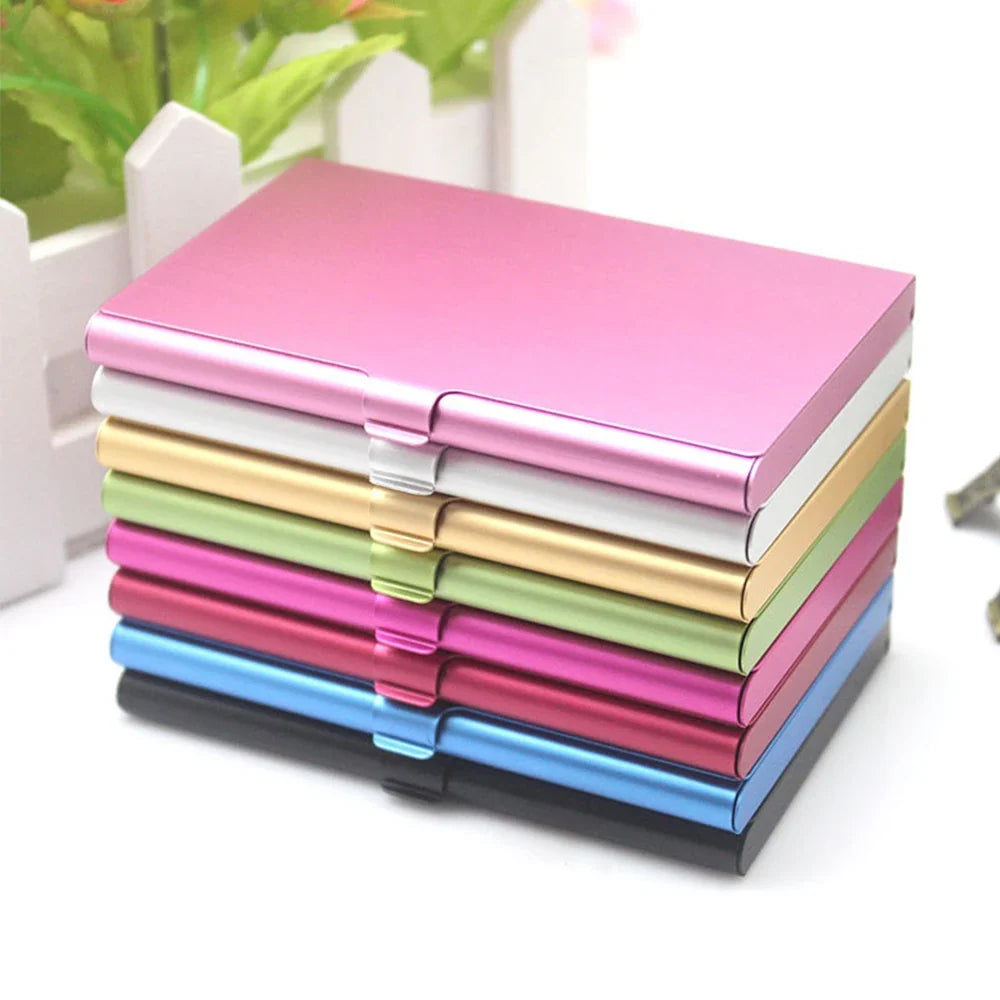 Ultra-thin aluminum card holder for business and bank cards
