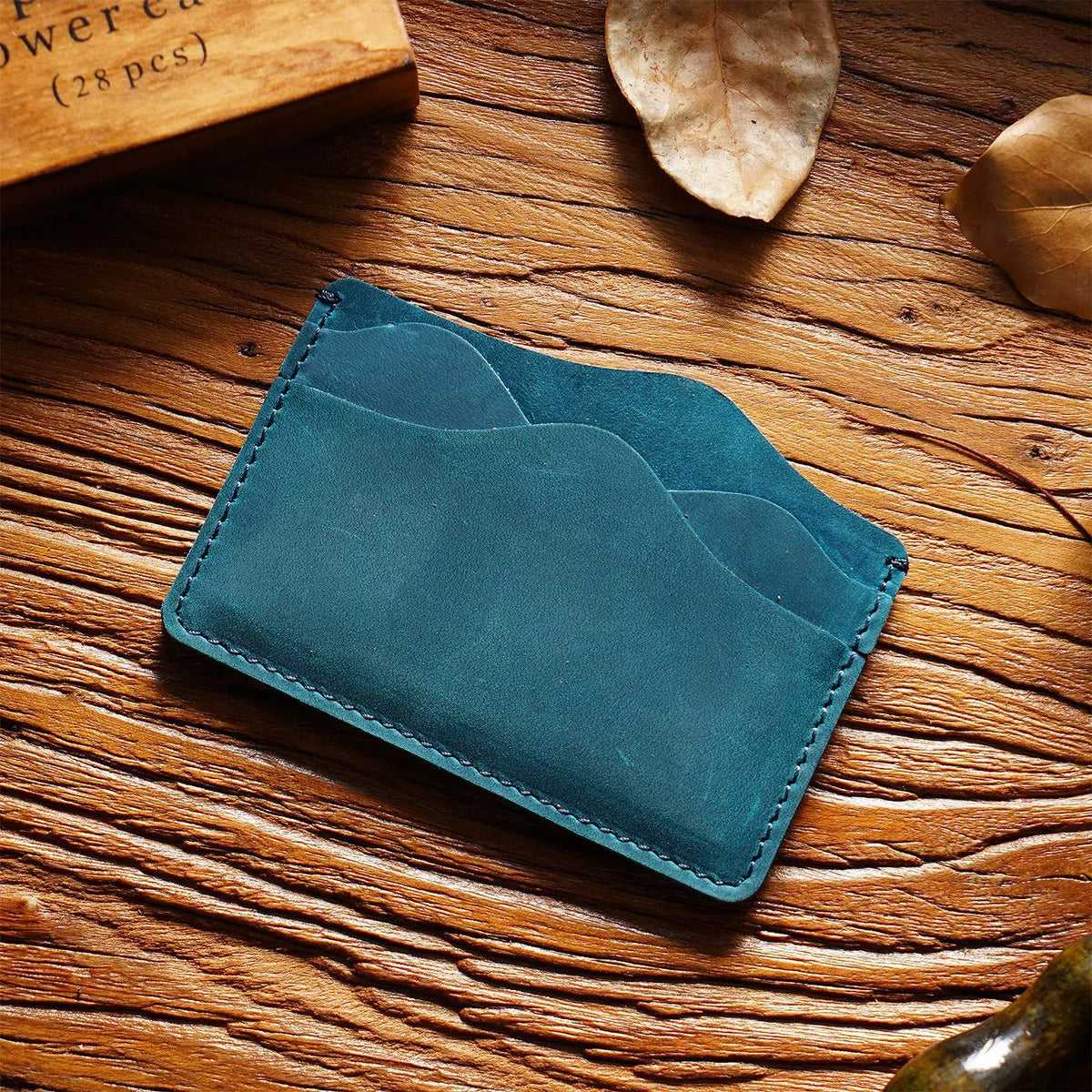Genuine Crazy Horse Leather Card Holder with 5 Slots Unisex