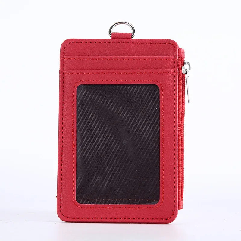 Compact PU Leather Card Holder with Zipper Unisex Mini Wallet Image