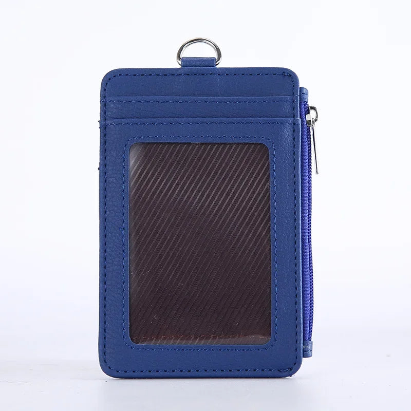 Compact PU Leather Card Holder with Zipper Unisex Mini Wallet