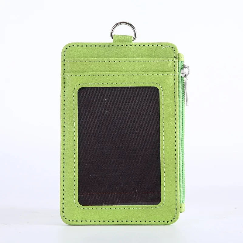 Compact PU Leather Card Holder with Zipper Unisex Mini Wallet
