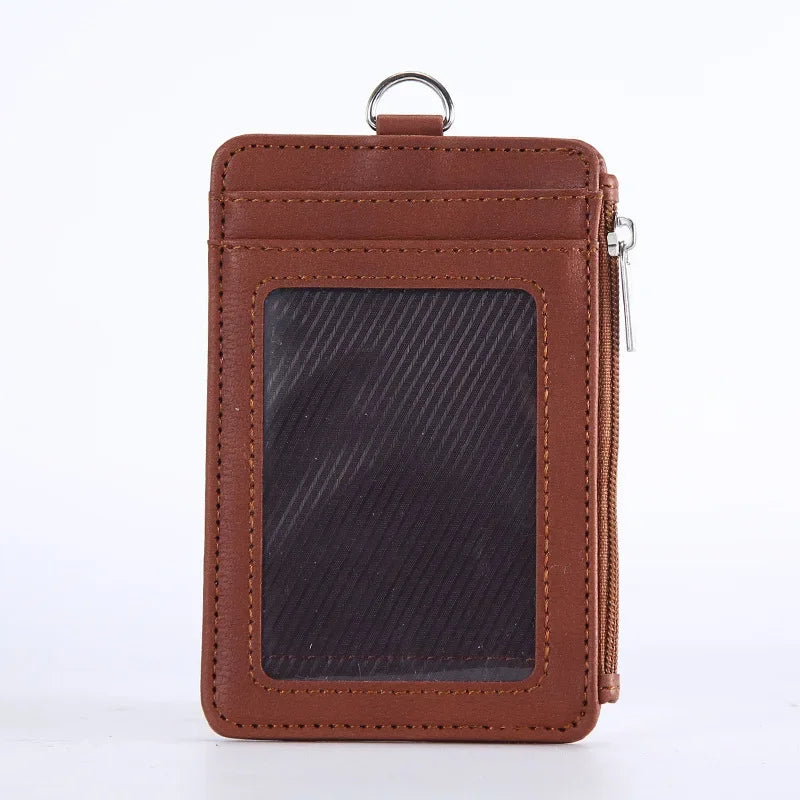 Compact PU Leather Card Holder with Zipper Unisex Mini Wallet