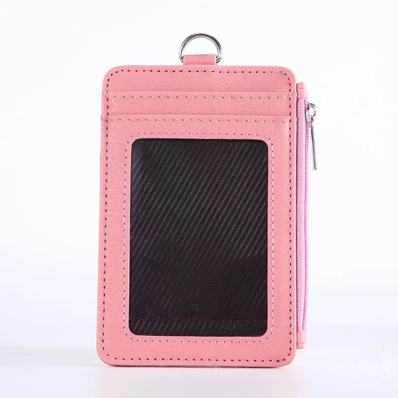 Compact PU Leather Card Holder with Zipper Unisex Mini Wallet