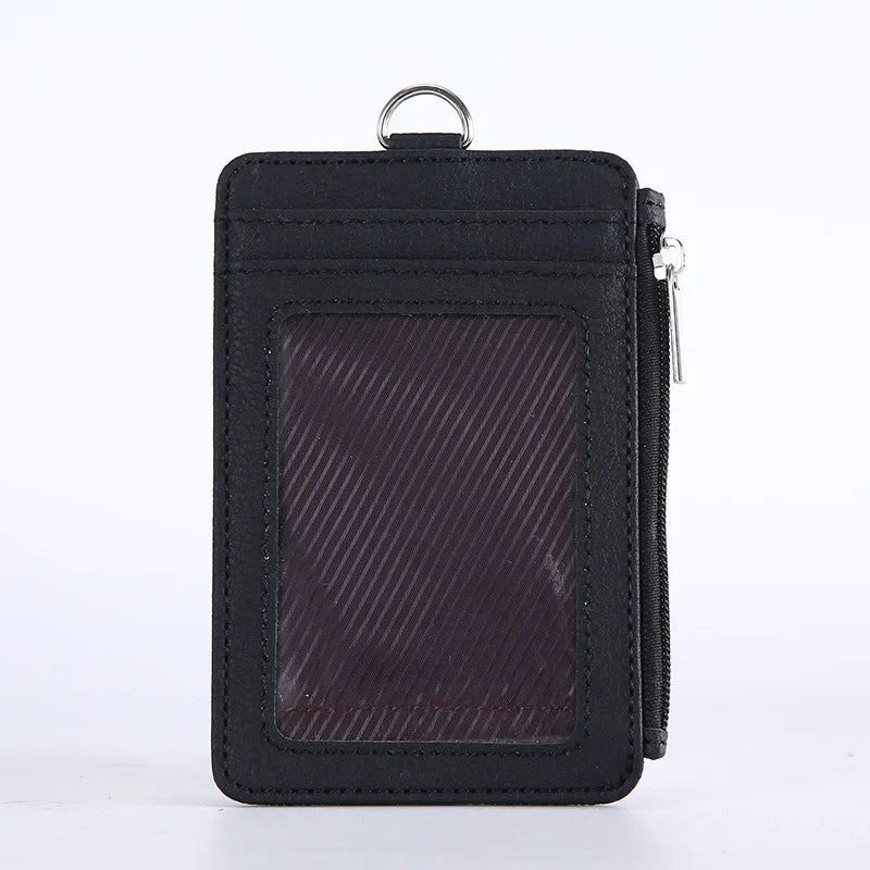 Compact PU Leather Card Holder with Zipper Unisex Mini Wallet
