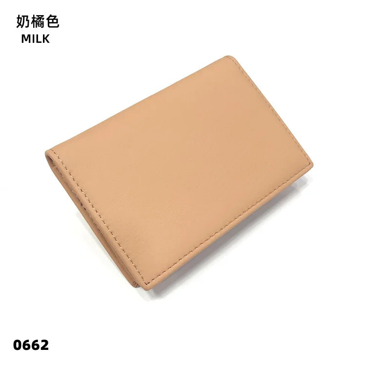 Customizable Genuine Leather Unisex Card Holder with Compartments and Foldable Closure