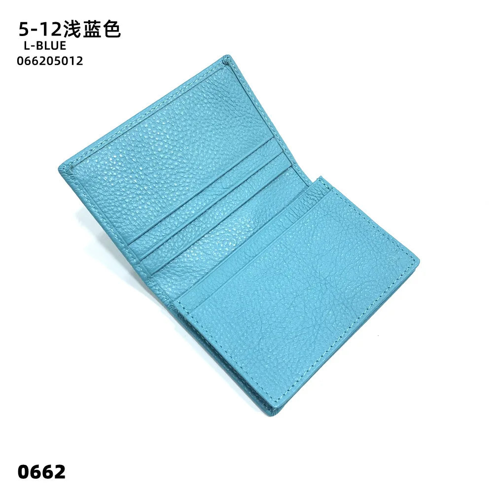 Customizable Genuine Leather Unisex Card Holder with Compartments and Foldable Closure