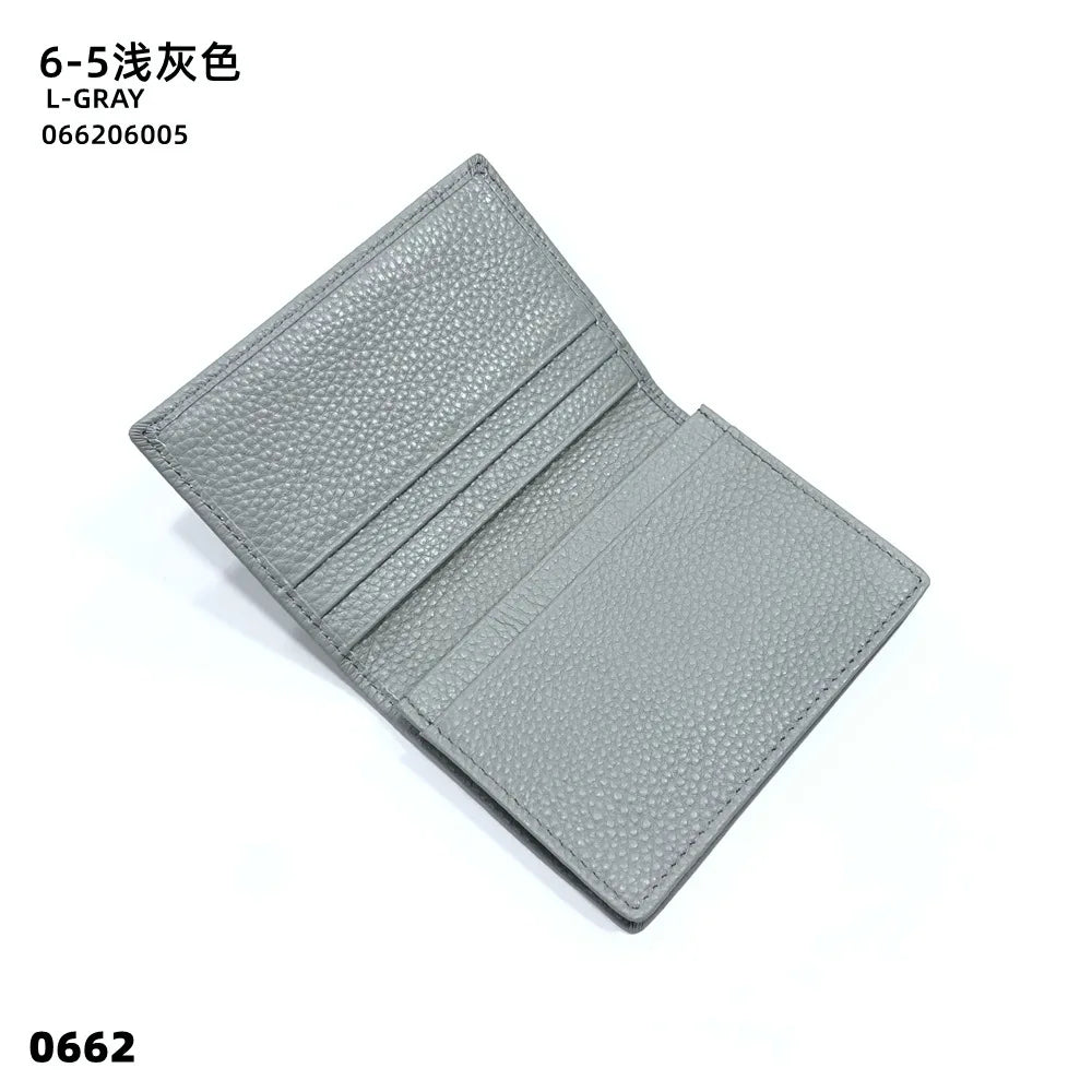 Customizable Genuine Leather Unisex Card Holder with Compartments and Foldable Closure
