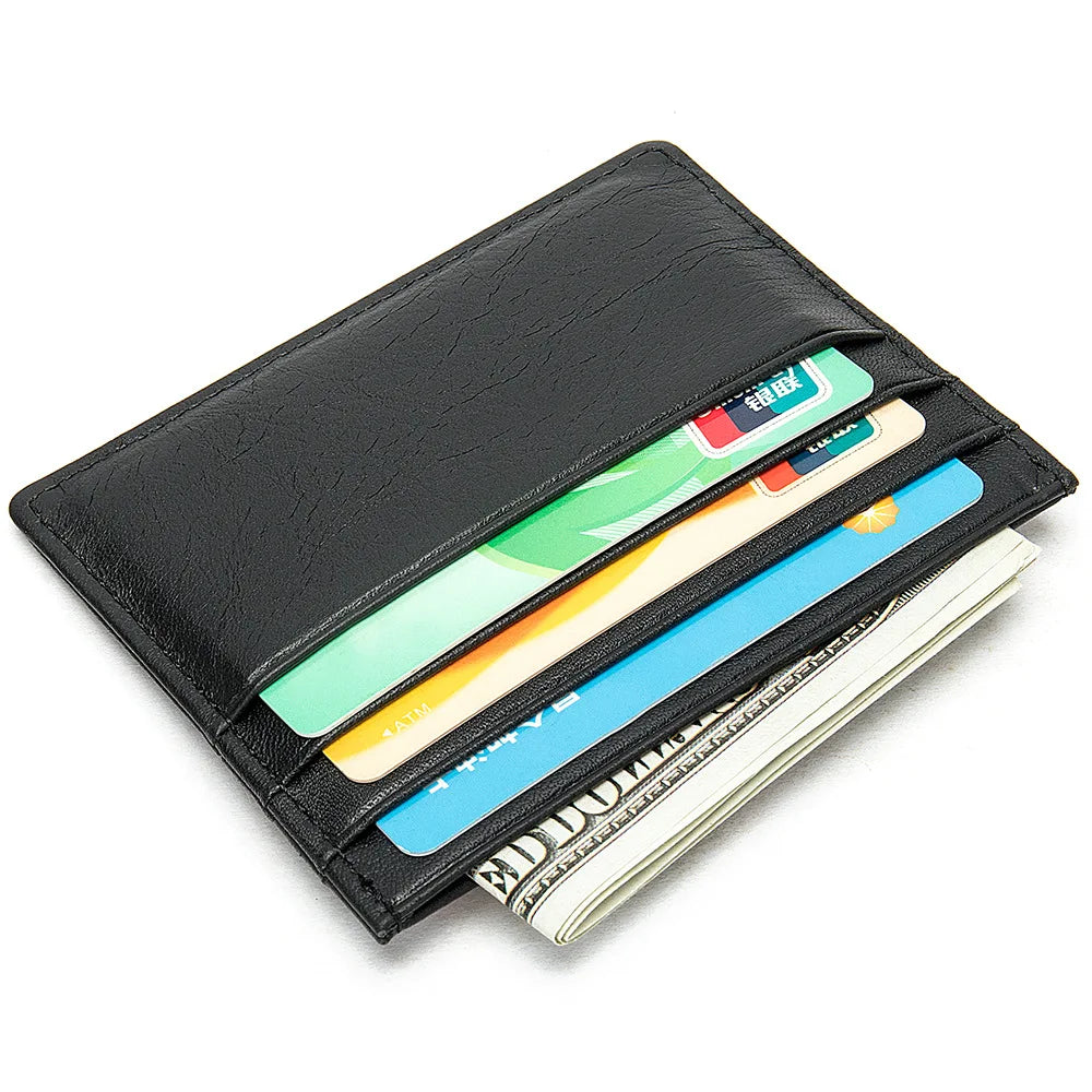 Genuine Leather Slim Card Holder with 7 Card Slots for Unisex Image