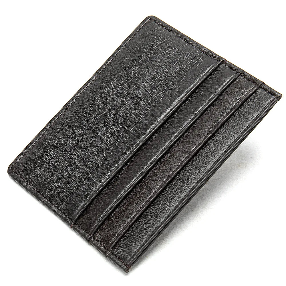Genuine Leather Slim Card Holder with 7 Card Slots for Unisex