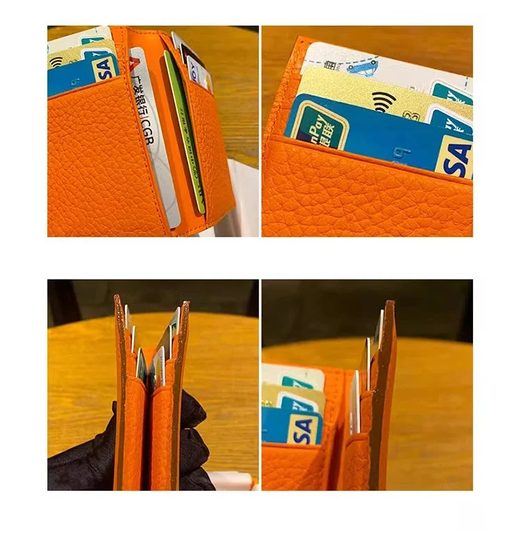 Slim Genuine Cowhide Leather Card Holder - Luxury Design for Men and Women