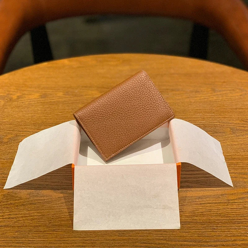 Slim Genuine Cowhide Leather Card Holder - Luxury Design for Men and Women