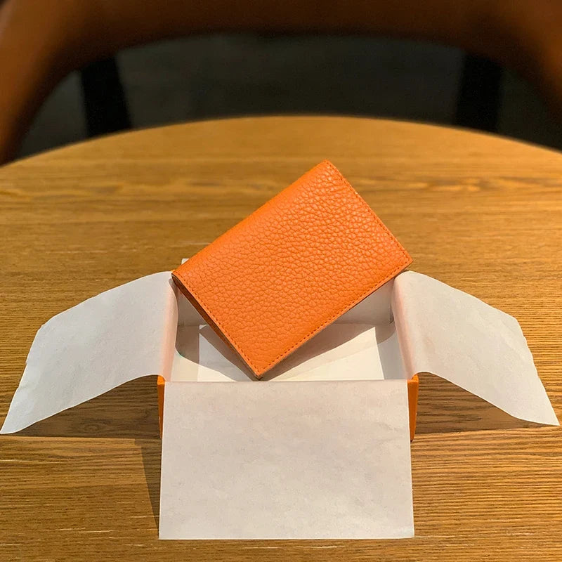 Slim Genuine Cowhide Leather Card Holder - Luxury Design for Men and Women