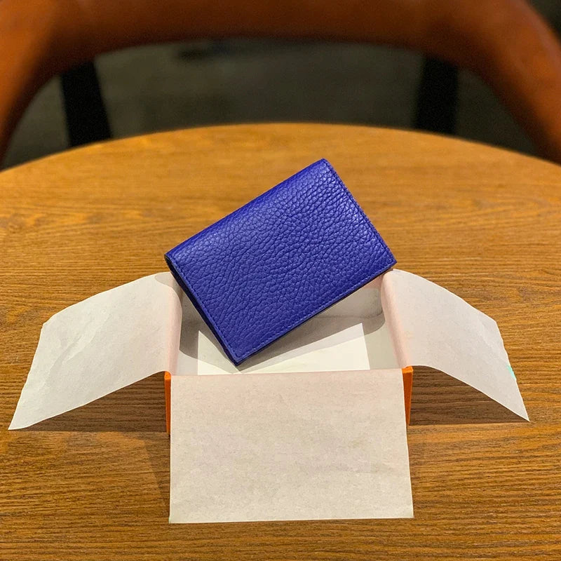 Slim Genuine Cowhide Leather Card Holder - Luxury Design for Men and Women