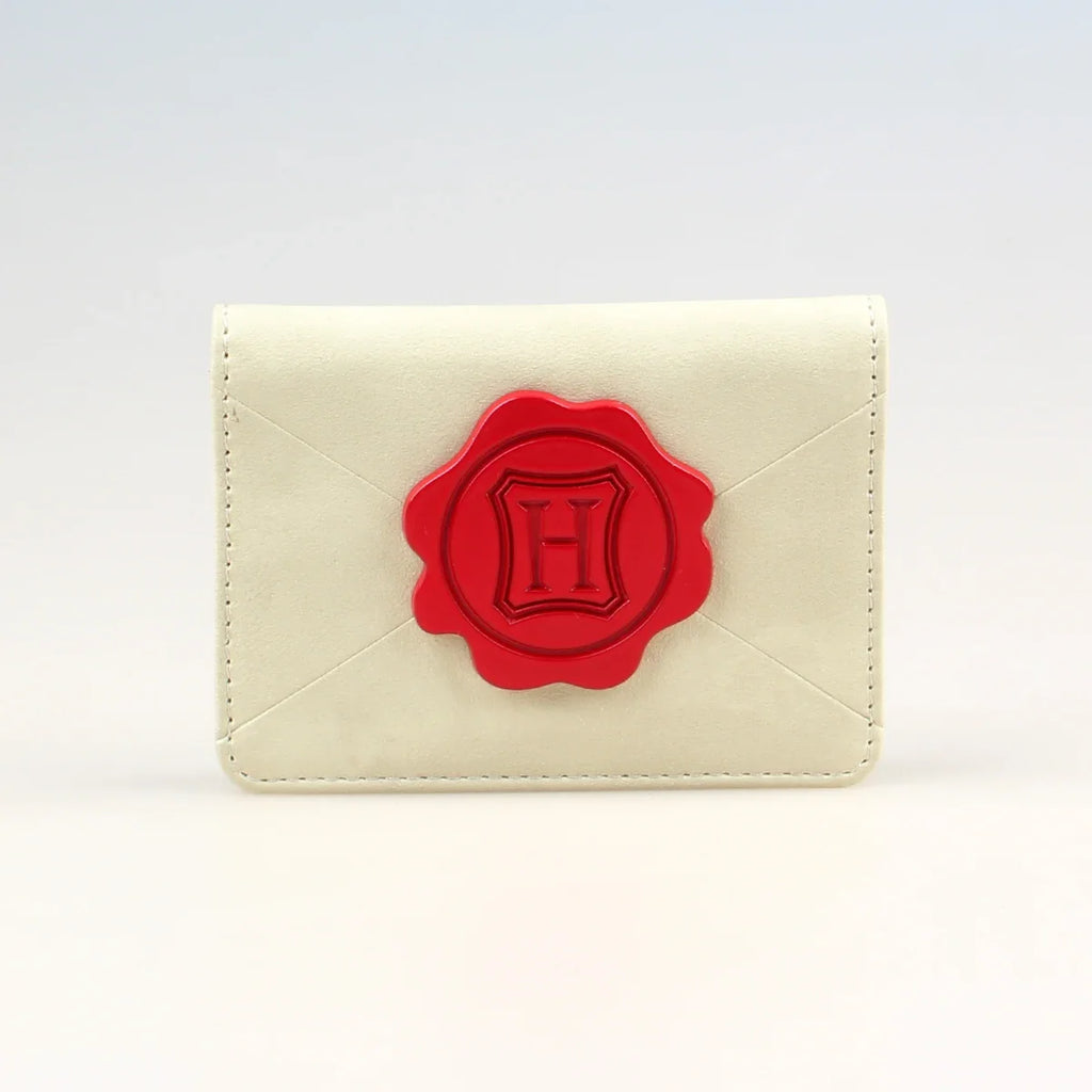 Designer Women's Card Holder with Metal Badge and Hasp Closure