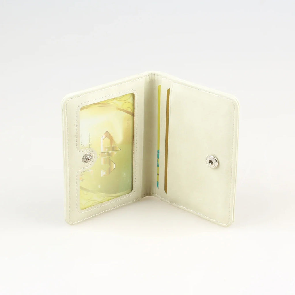 Designer Women's Card Holder with Metal Badge and Hasp Closure