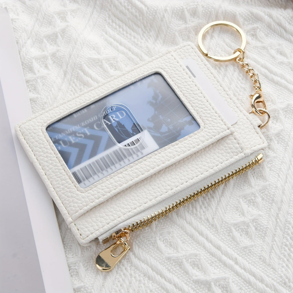 Zippered Women's Card Holder with Keychain, 12 x 9 x 1.5 cm