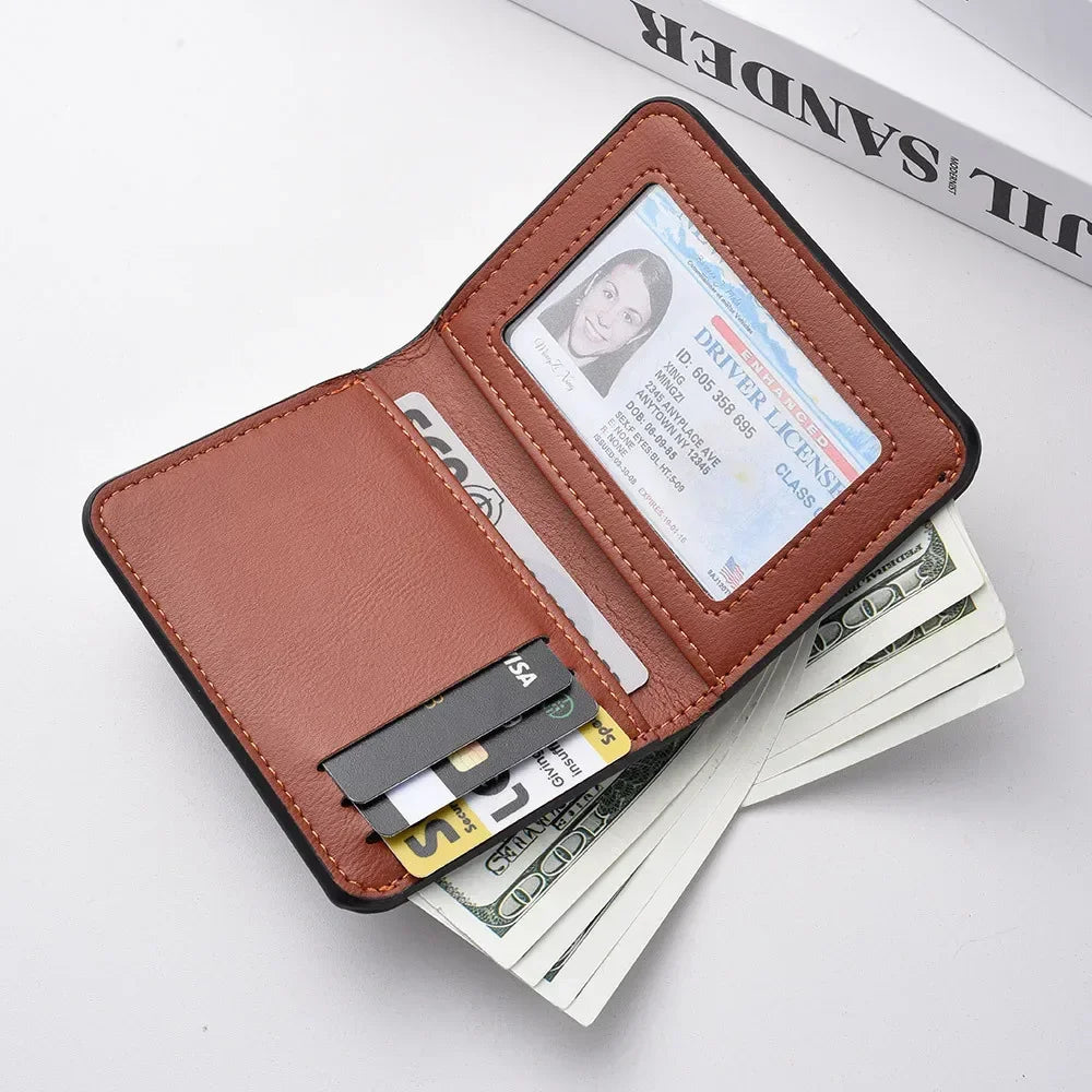 Ultra-thin compact leather wallet for men with card and bill storage Image
