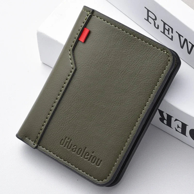 Ultra-thin compact leather wallet for men with card and bill storage