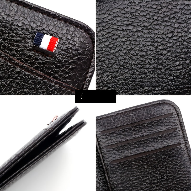 Ultra-slim vertical men's cardholder in textured PU leather
