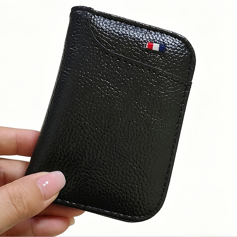 Ultra-slim vertical men's cardholder in textured PU leather