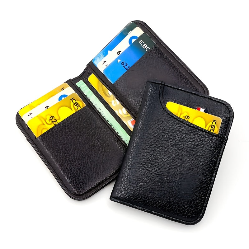 Ultra-slim vertical men's cardholder in textured PU leather