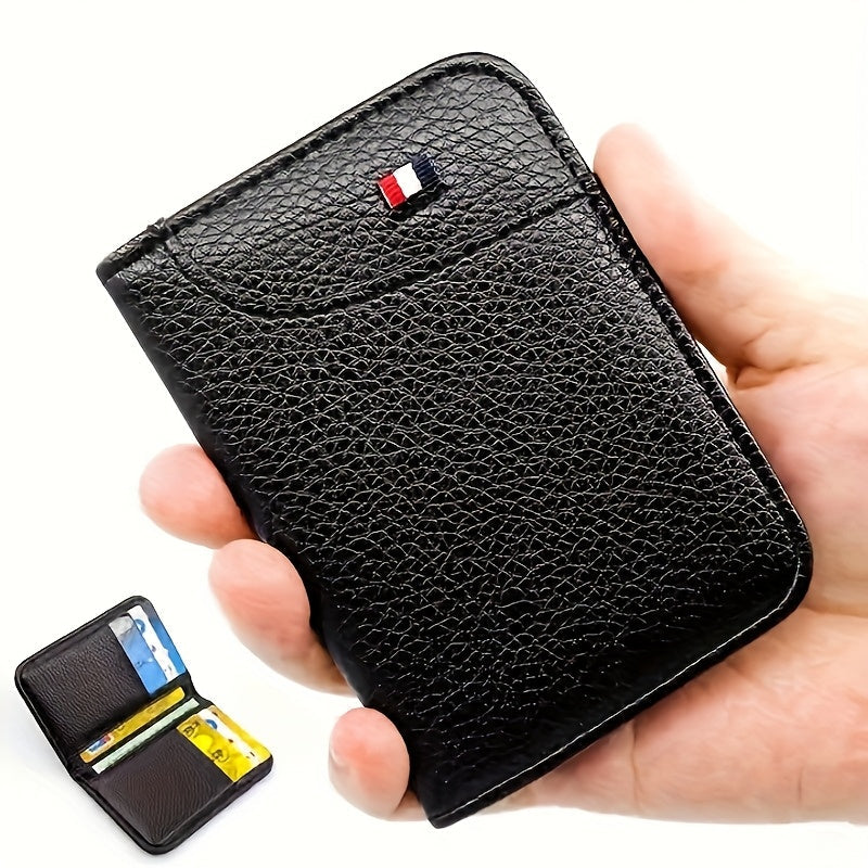 Ultra-slim vertical men's cardholder in textured PU leather