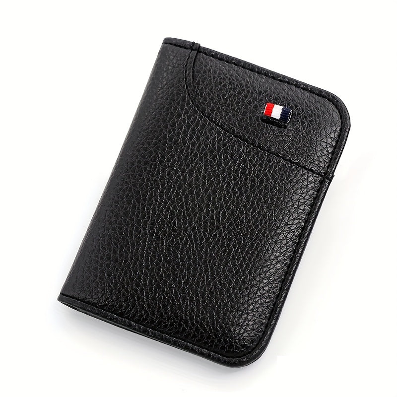 Ultra-slim vertical men's cardholder in textured PU leather