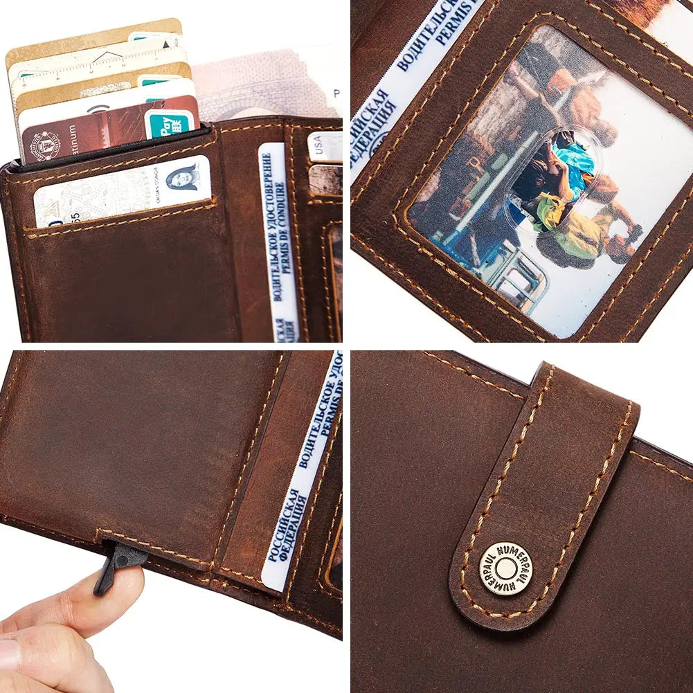 Crazy Horse Leather Card Holder - Smart & Secure Wallet Image