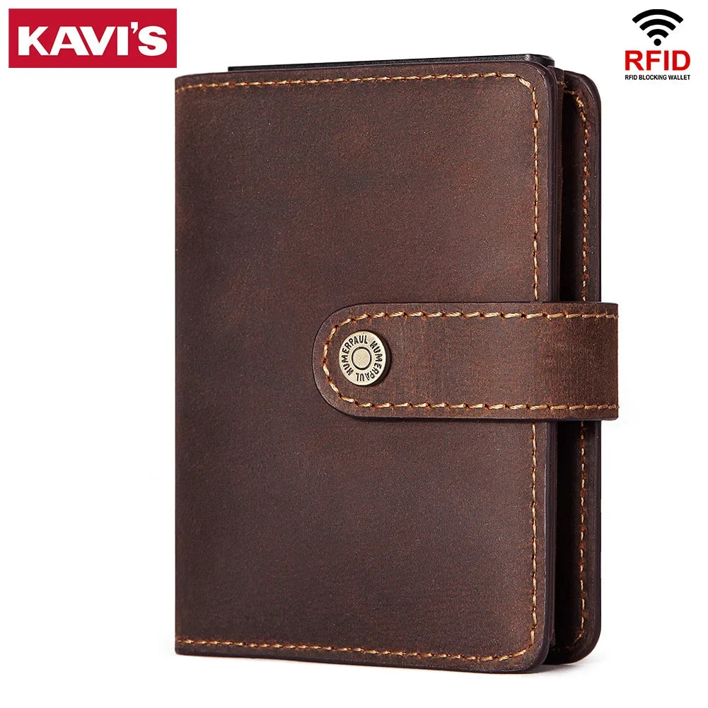 Crazy Horse Leather Card Holder - Smart & Secure Wallet