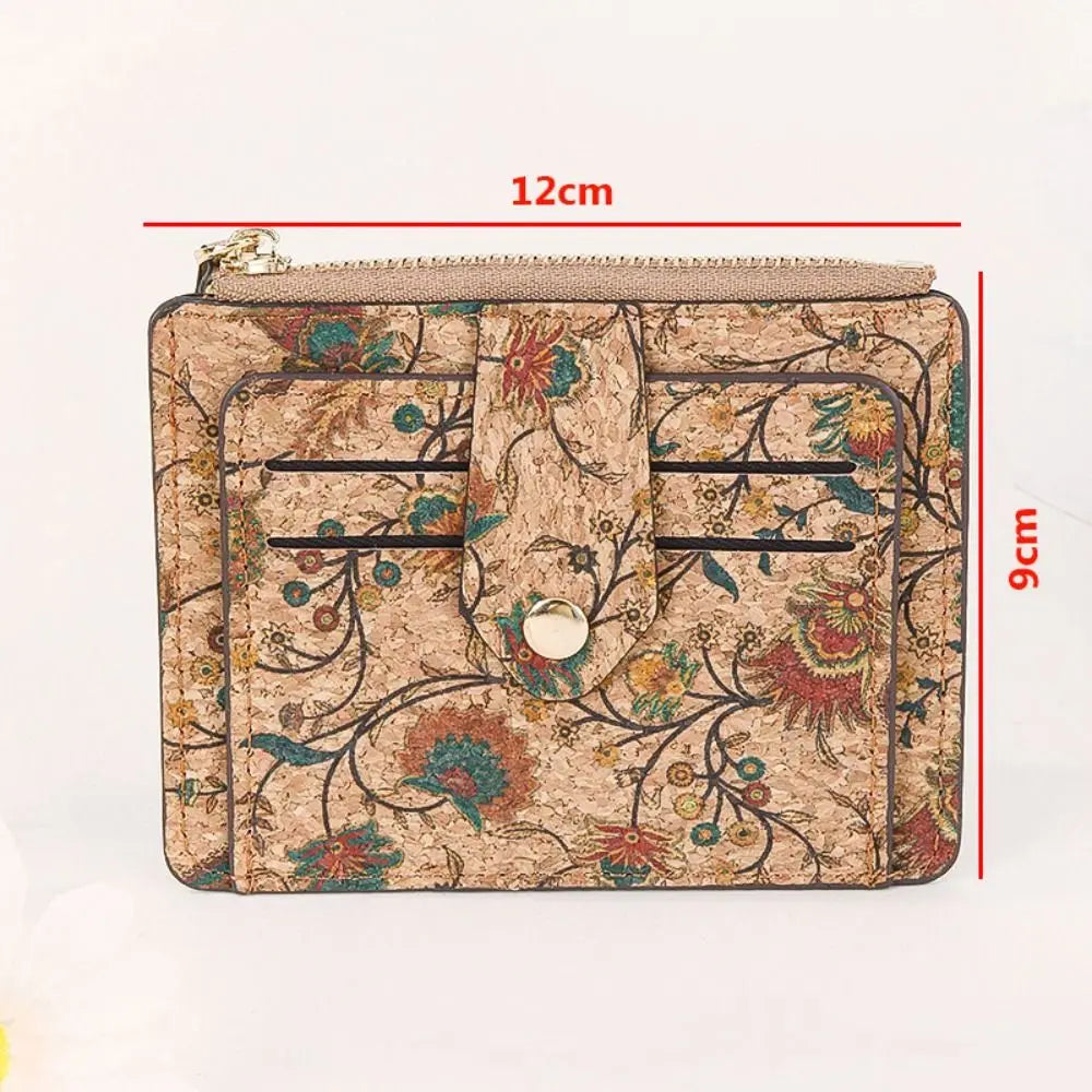 Ultra-thin Compact Zip Wallet in Ethnic Cork