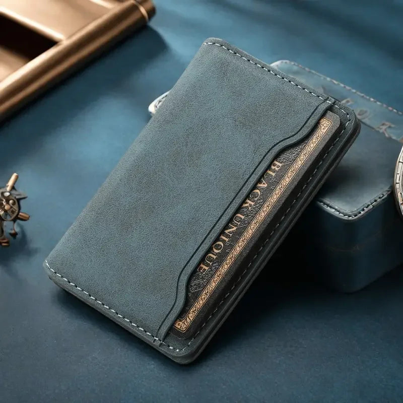 Magnetic PU Leather Card Holder - Ultra-Thin & Elastic
