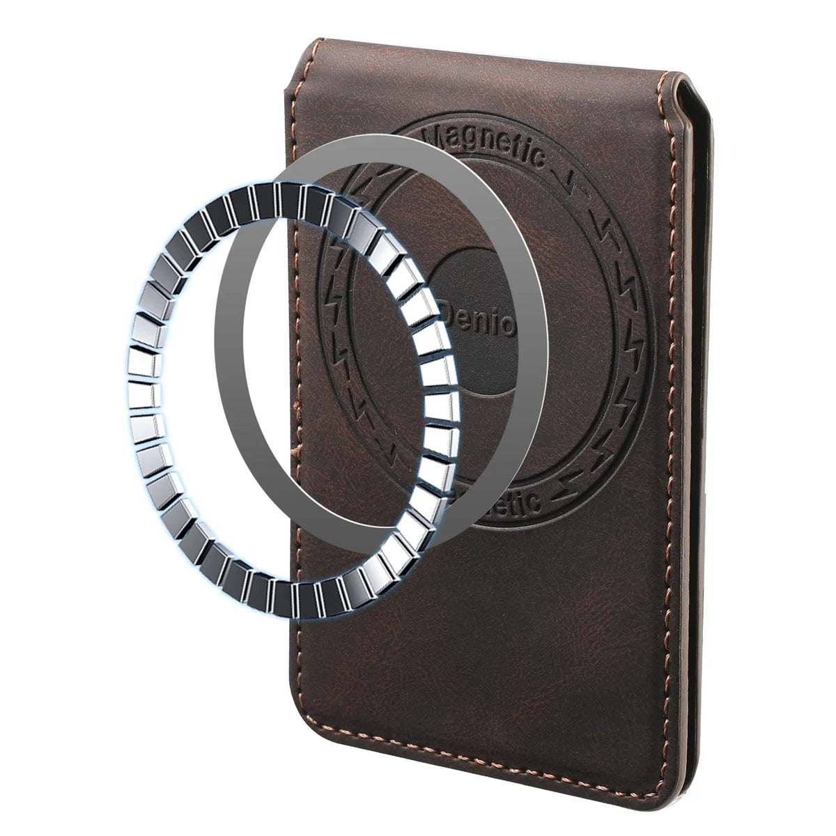 Minimalist PU Leather Magnetic Card Holder with Smartphone Elastic