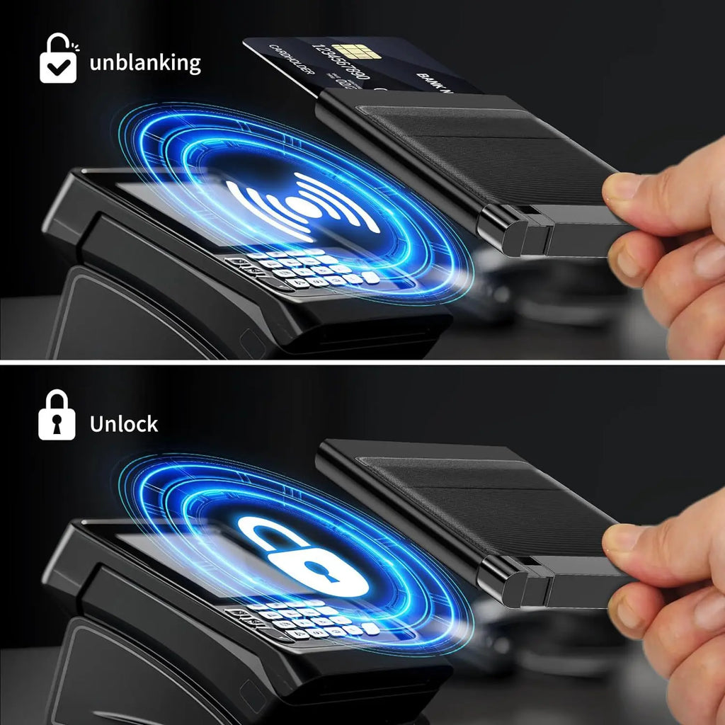 Ultra-thin aluminum RFID pop-up card holder with quick access and compact design