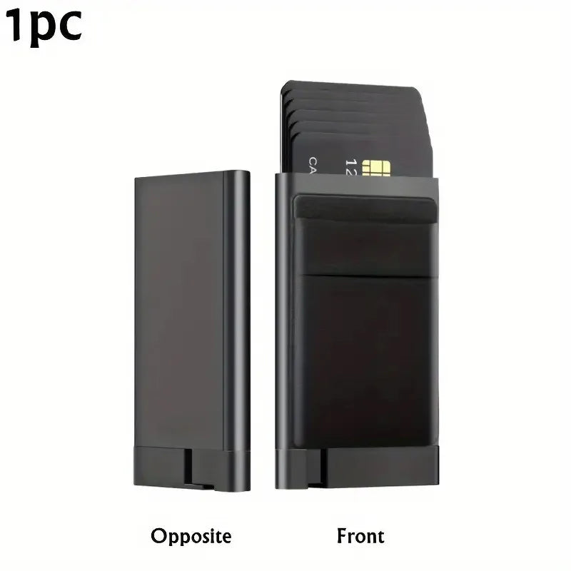 Ultra-thin aluminum RFID pop-up card holder with quick access and compact design