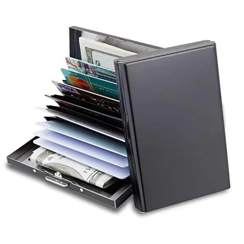 Slim Metal Wallet with RFID Protection and Secure Compartments