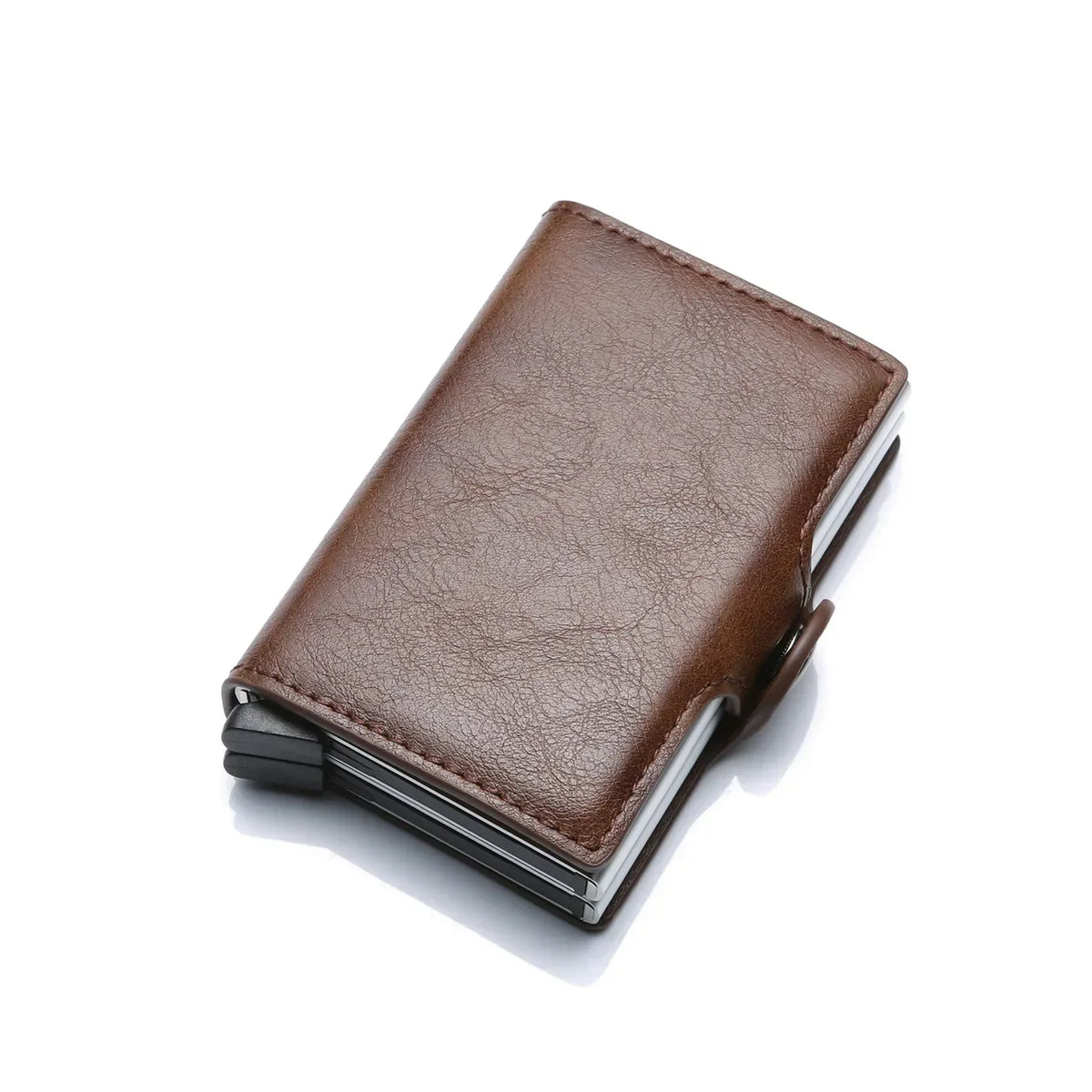 RFID Aluminum and PU Leather Carbon Effect Card Holder with Capacity for 14 Cards