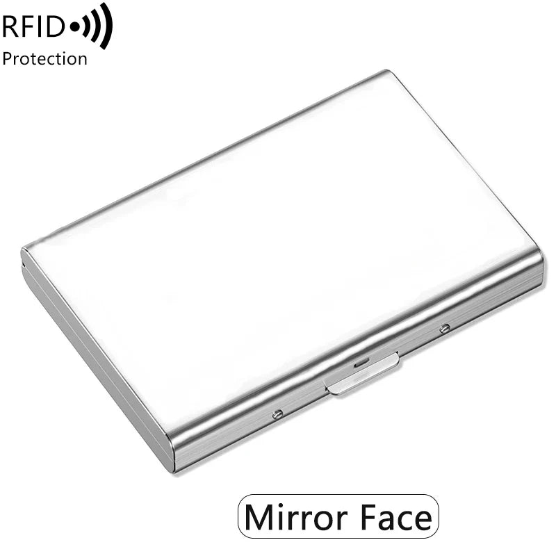Compact Unisex Aluminum RFID Card Holder with Clip Closure and Secure Rigid Design