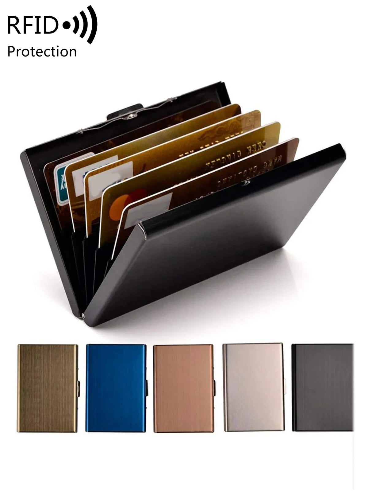 Compact Unisex Aluminum RFID Card Holder with Clip Closure and Secure Rigid Design