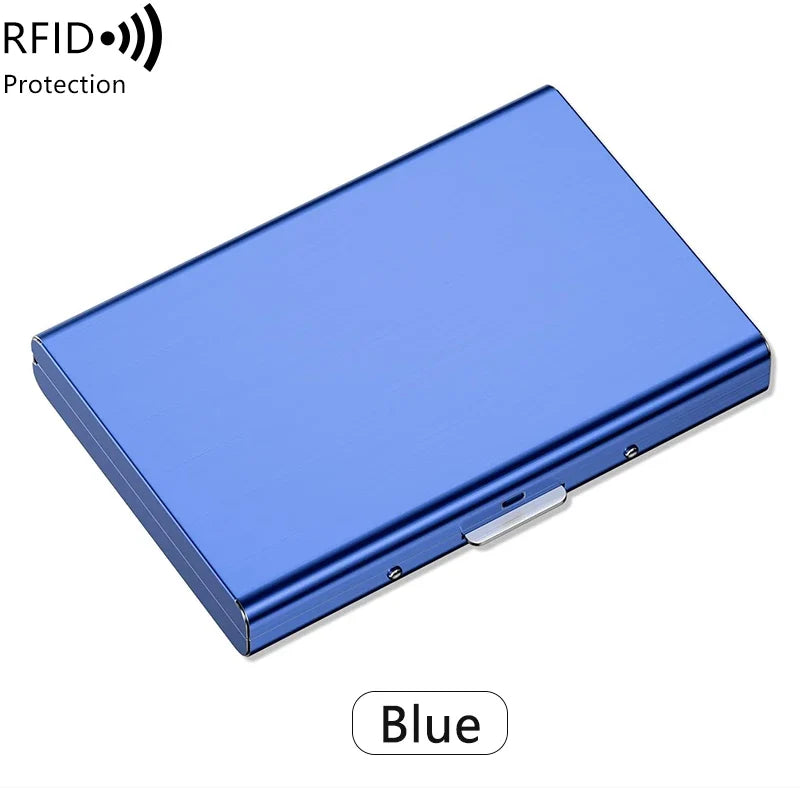 Compact Unisex Aluminum RFID Card Holder with Clip Closure and Secure Rigid Design