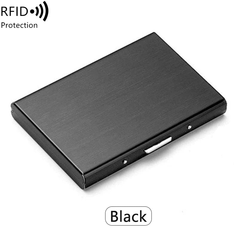 Compact Unisex Aluminum RFID Card Holder with Clip Closure and Secure Rigid Design