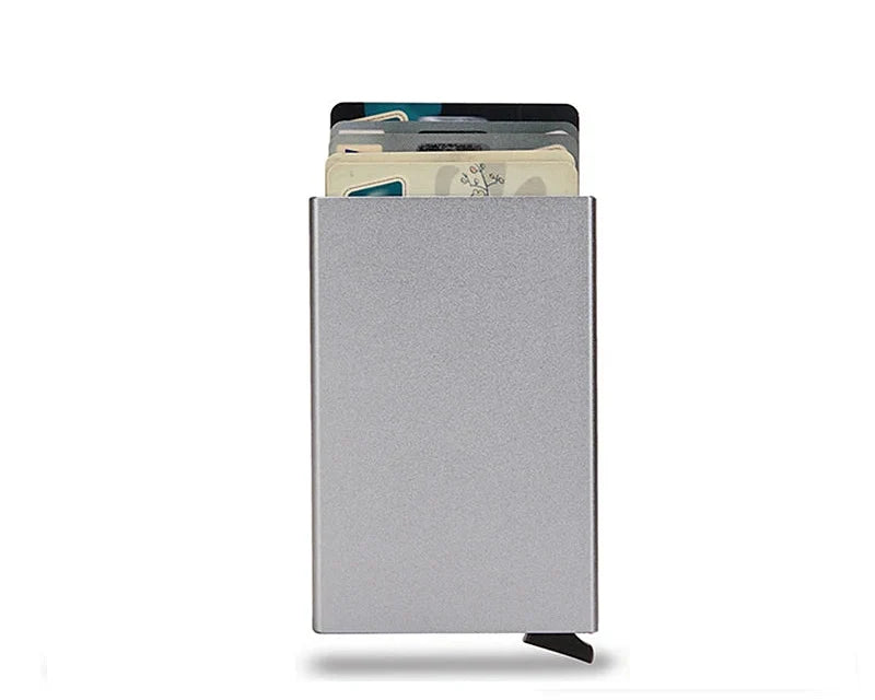 Slim Aluminum RFID Card Holder with Pop-Up System