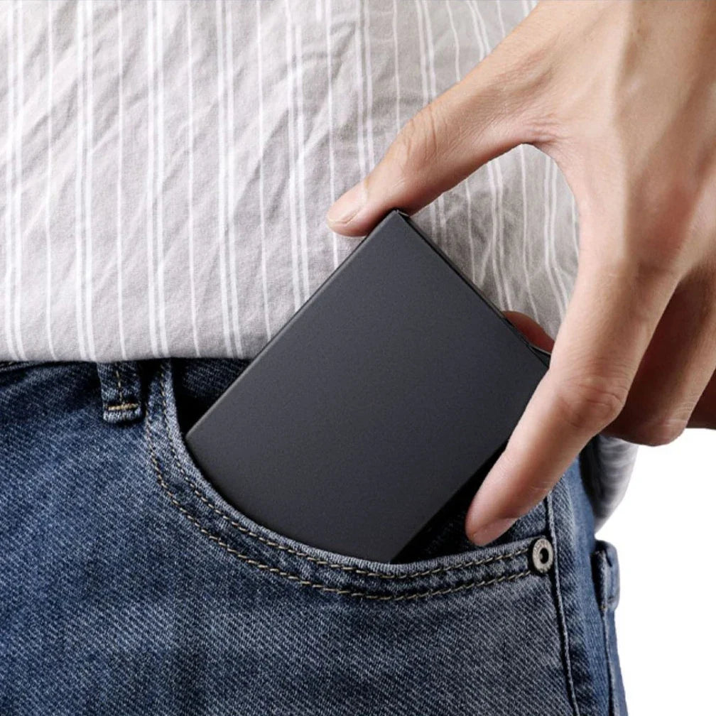 Slim Ultra-Thin Aluminum RFID Card Holder with Theft Protection for Everyone
