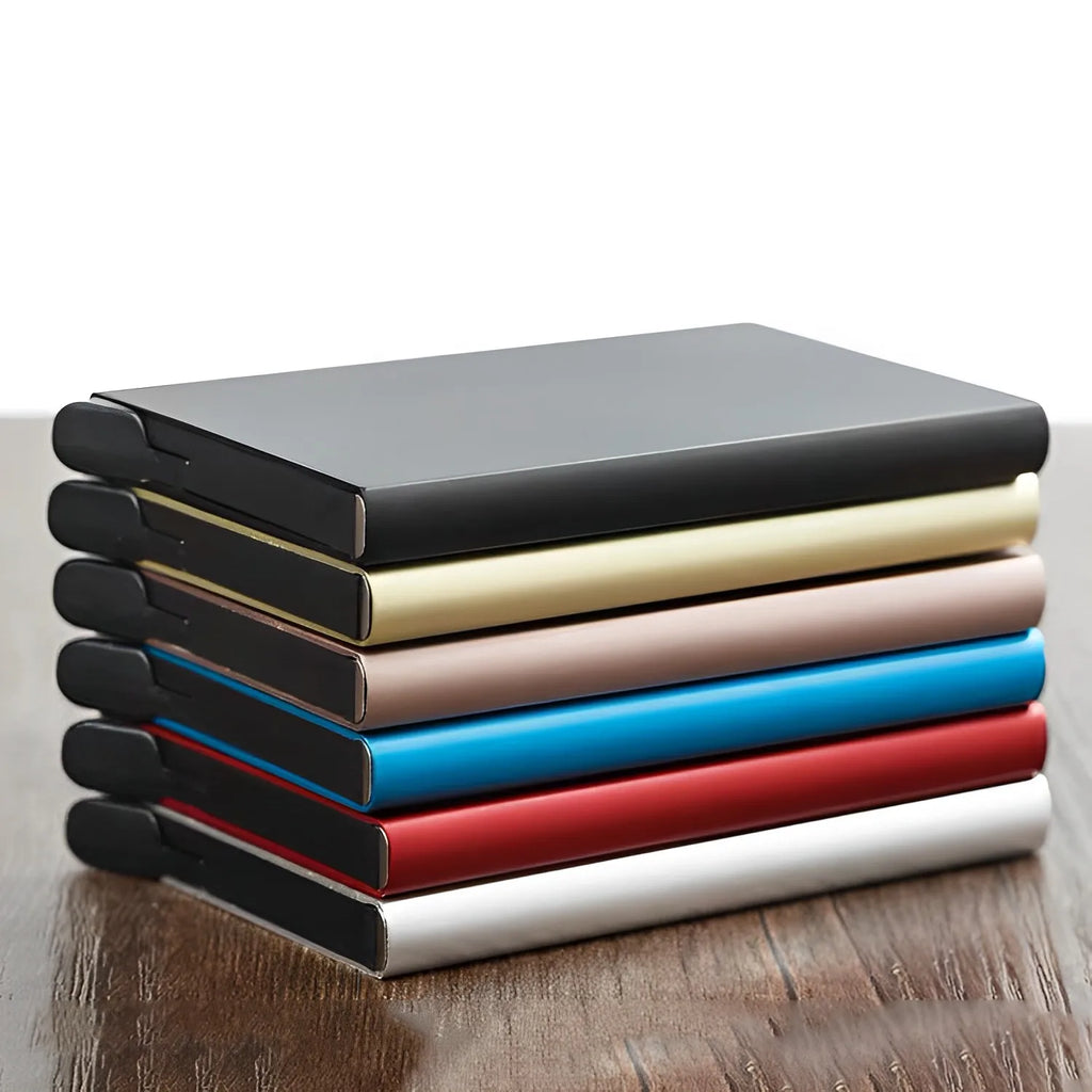 Slim Ultra-Thin Aluminum RFID Card Holder with Theft Protection for Everyone