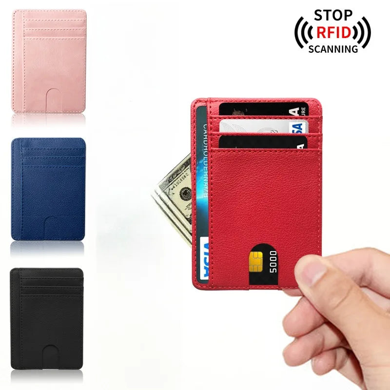 Ultra-thin anti-magnetization RFID leather card holder with multi-slots