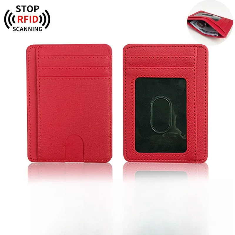 Ultra-thin anti-magnetization RFID leather card holder with multi-slots