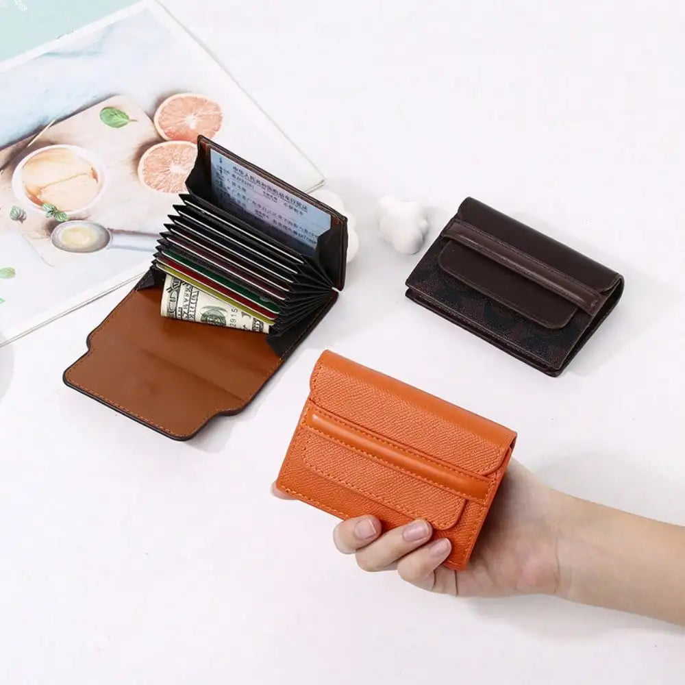 Compact RFID Leather Wallet with Multiple Slots and Classic Design Image