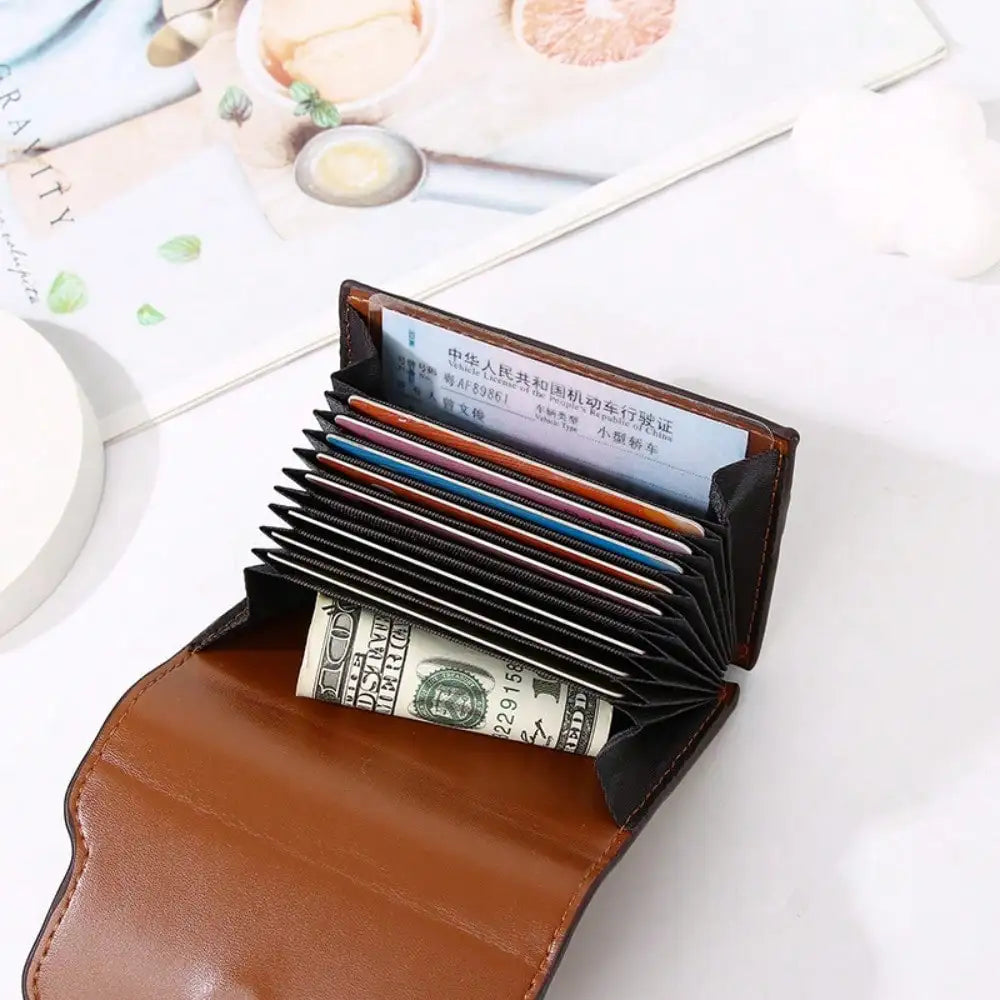 Compact RFID Leather Wallet with Multiple Slots and Classic Design