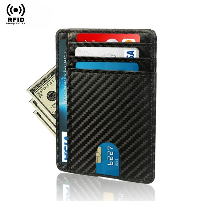 Men's Ultra-Thin Carbon Fiber Effect PU Leather RFID Wallet Image