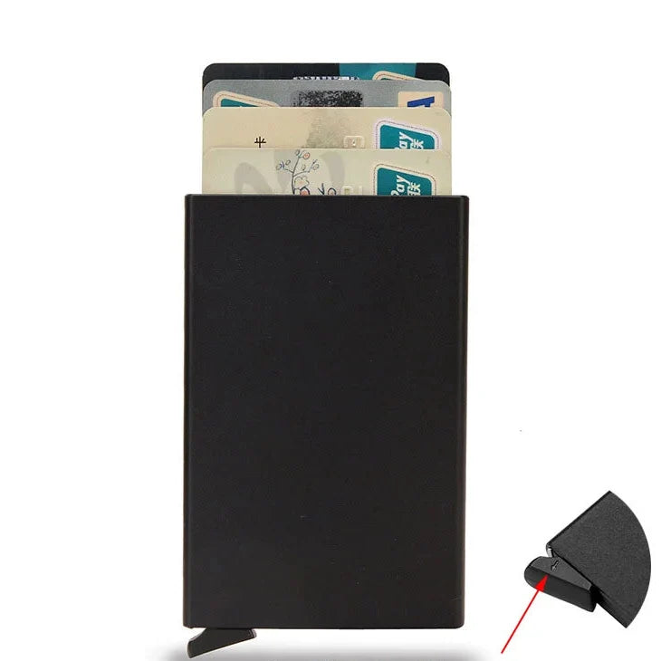 Ultra-Slim Metal RFID Card Holder with Pop-Up System
